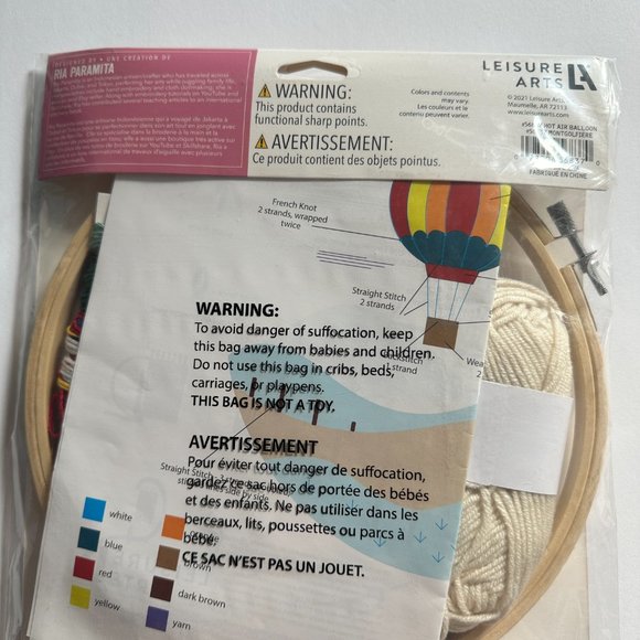 Embroidery Kit LEISURE ARTS  8" Hot Air Balloon- Embroidery kit for Beginners - Picture 5 of 5